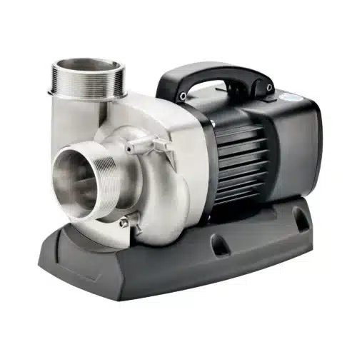 Oase AquaMax Eco Titanium pond pump intake designed to handle fish waste and debris up to 6 mm