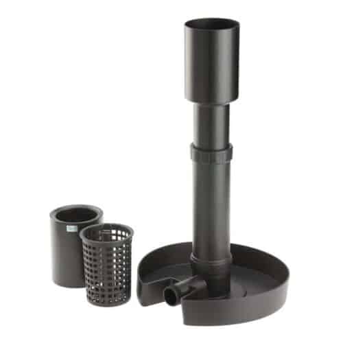 Oase AquaSkim 20 adjustable pond skimmer connected to pond pump filtration system