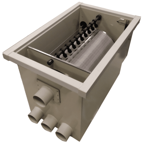 Burtons BD 700 self cleaning pond drum filter for large koi ponds with 60 micron stainless steel drum screen