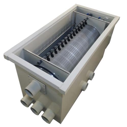 Burtons TF 1000 high capacity through flow drum filter for large koi ponds with 60 micron stainless steel screen