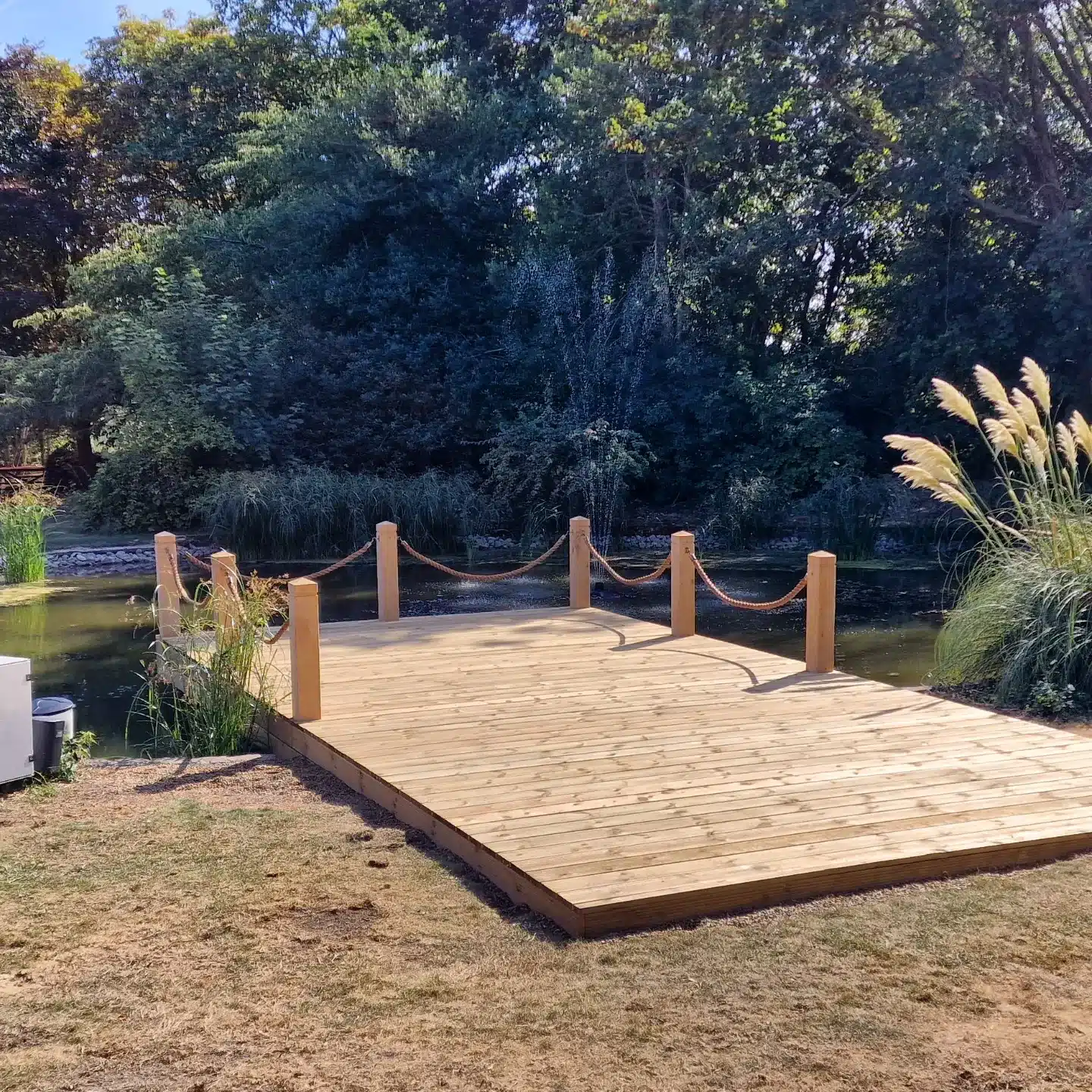 Completed pond project showing professional workmanship
