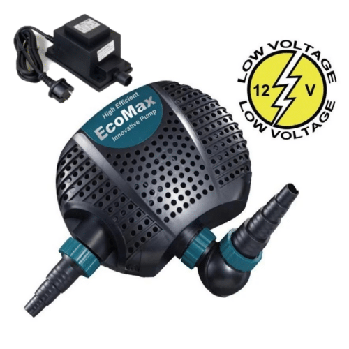 AquaForte O Series low voltage 12V pond pump with protective cage for safe pond use