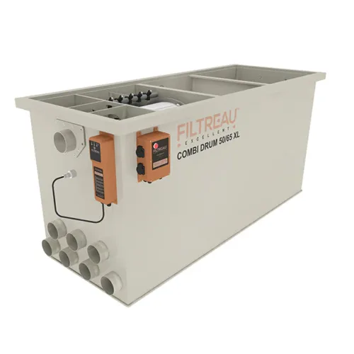 Filtreau Excellent Combi Drum 50/65 XL Pump Fed Inline drum filter with 80W UV for large koi ponds