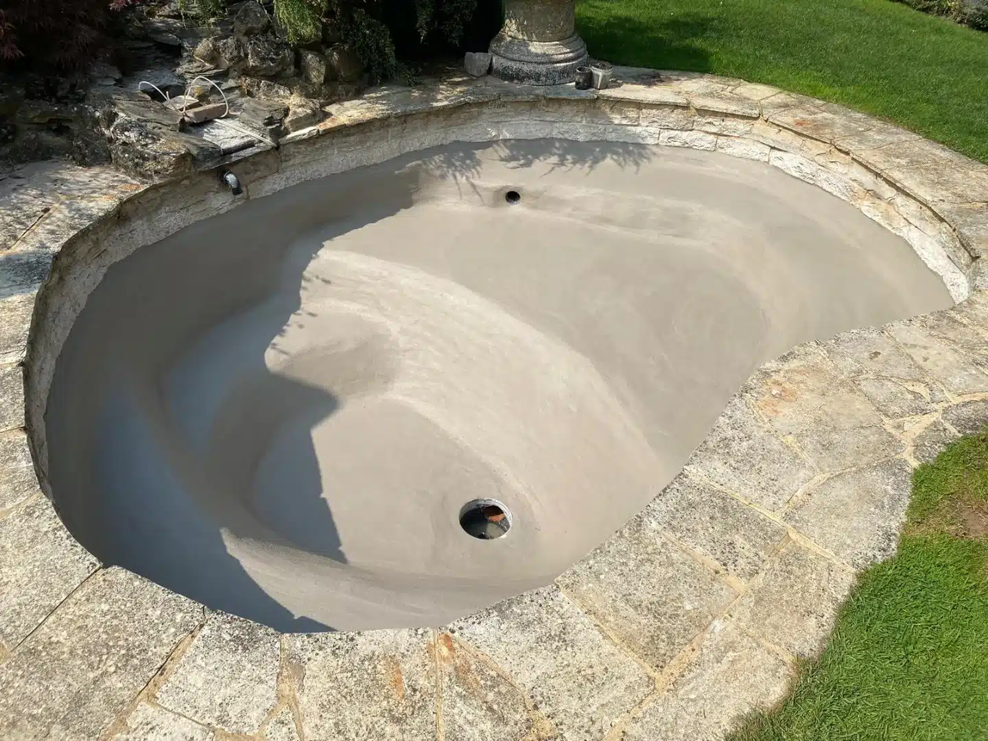 Liner pond being prepared for conversion to a fibreglass pond lining