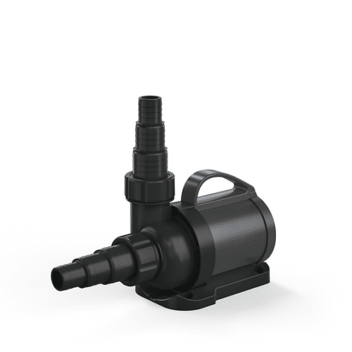 The PondoMax Eco Control pump with multiple hose fittings for versatile connections in pond filtration and water features.