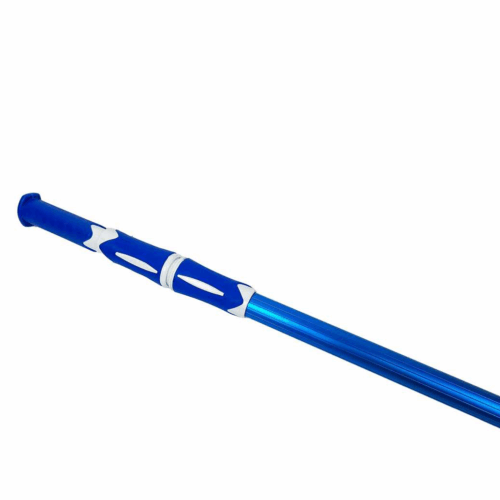 Blue aluminium telescopic rod with ergonomic grip and quick-release lock, designed for TORPEDO and TORPEDO ULTRA pond suction cleaners.