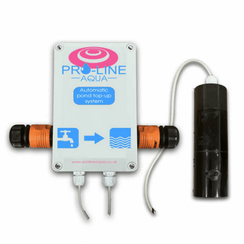 Pro-Line Aqua Automatic Pond Top-Up System with float switch, control box, and hose connectors for automatic pond water refilling