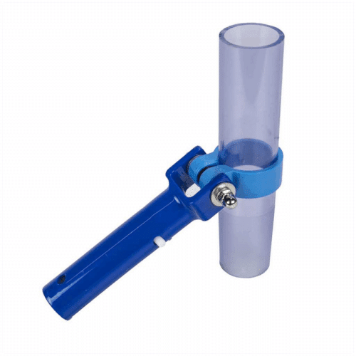 Angled view of the round suction nozzle with ø38mm connection and metal telescopic rod fitting, compatible with the FANGO 2000 pond vacuum