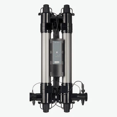 Elecro Mini 110W HR highly reflective UVC unit featuring flow indicator and smart diagnostics for pond sterilisation