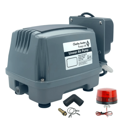 Charles Austen ET60AO air pump with alarm output for koi ponds and sewage treatment systems