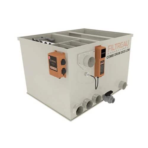 Filtreau Excellent Combi Drum 20 25 Low Version Pump Fed self cleaning drum filter with integrated 80W UV for koi pond filtration