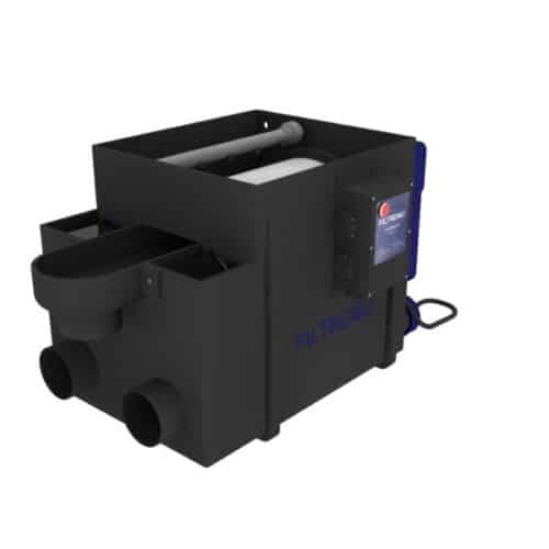 Filtreau drum filter with integrated 40W Amalgam UV-C unit and stainless steel drum screen front view