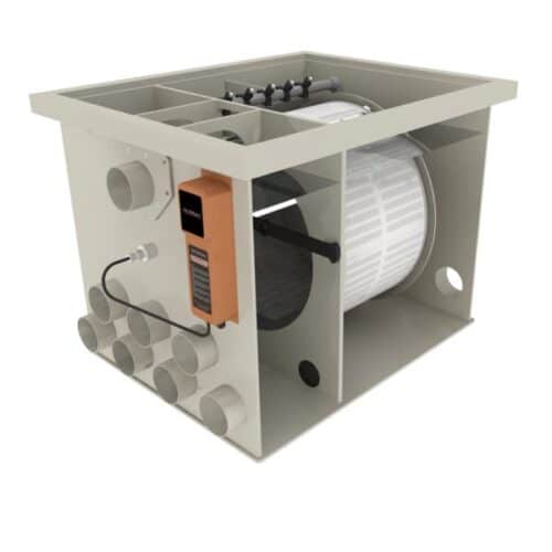 Filtreau Excellent Bio Drum 60 internal layout showing drum screen and bio chamber