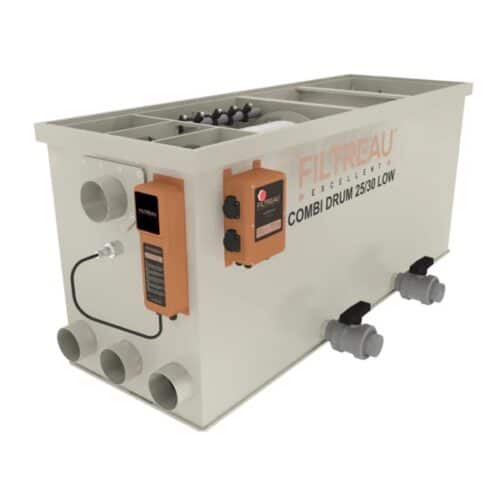Filtreau Excellent Combi Drum 25/30 Low Version Pump Fed self cleaning drum filter with twin bio chambers and 80 watt UV clarifier