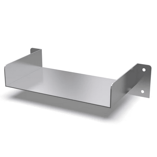 Brushed Stainless Steel Spillway with 50mm spout, pre-lasered fixing holes, and polished finish for ponds and waterfalls