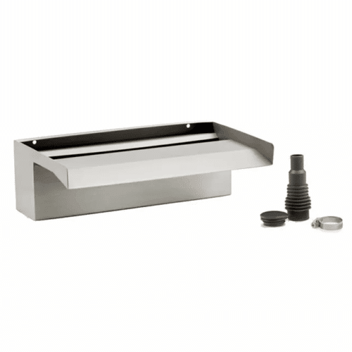 Oase Waterfall XL 30 stainless steel water blade with extended lip creating a smooth flowing water sheet
