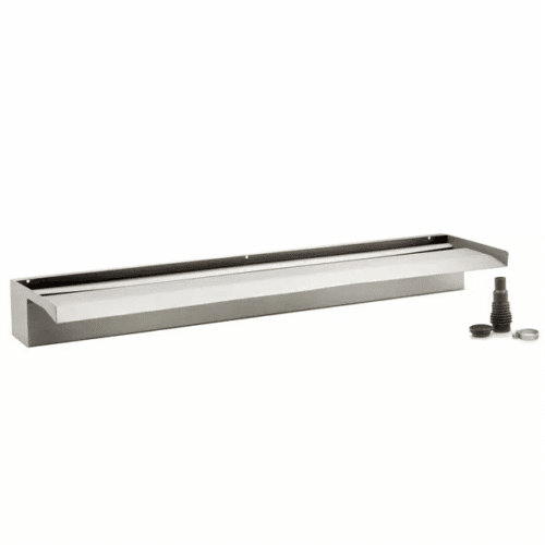 Oase Waterfall XL 90 stainless steel water blade with extended lip producing a wide flowing water sheet