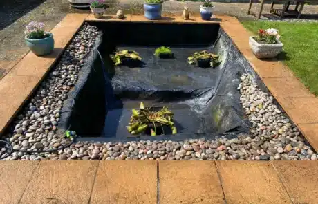Restored pond after deep cleaning with clear water in Kent
