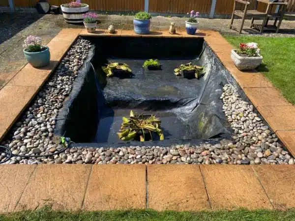 Restored pond after deep cleaning with clear water in Kent