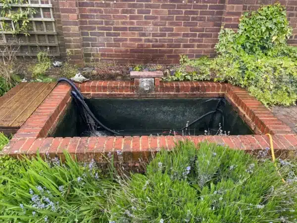 Clean pond after deep cleaning with clear water in Gillingham, Kent