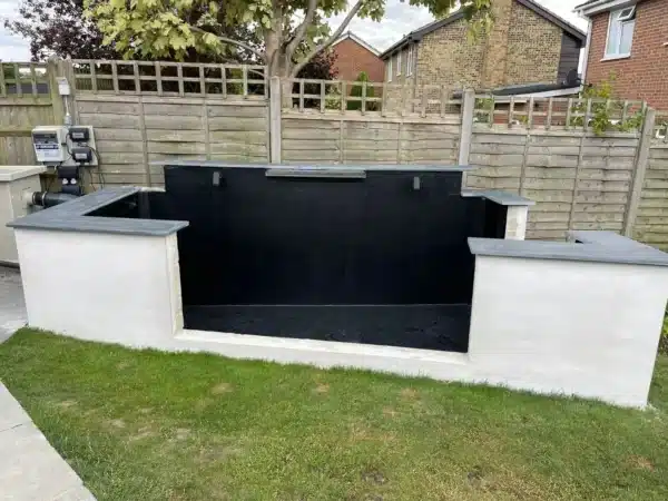 Bespoke fibreglass pond lining in Essex with smooth waterproof finish