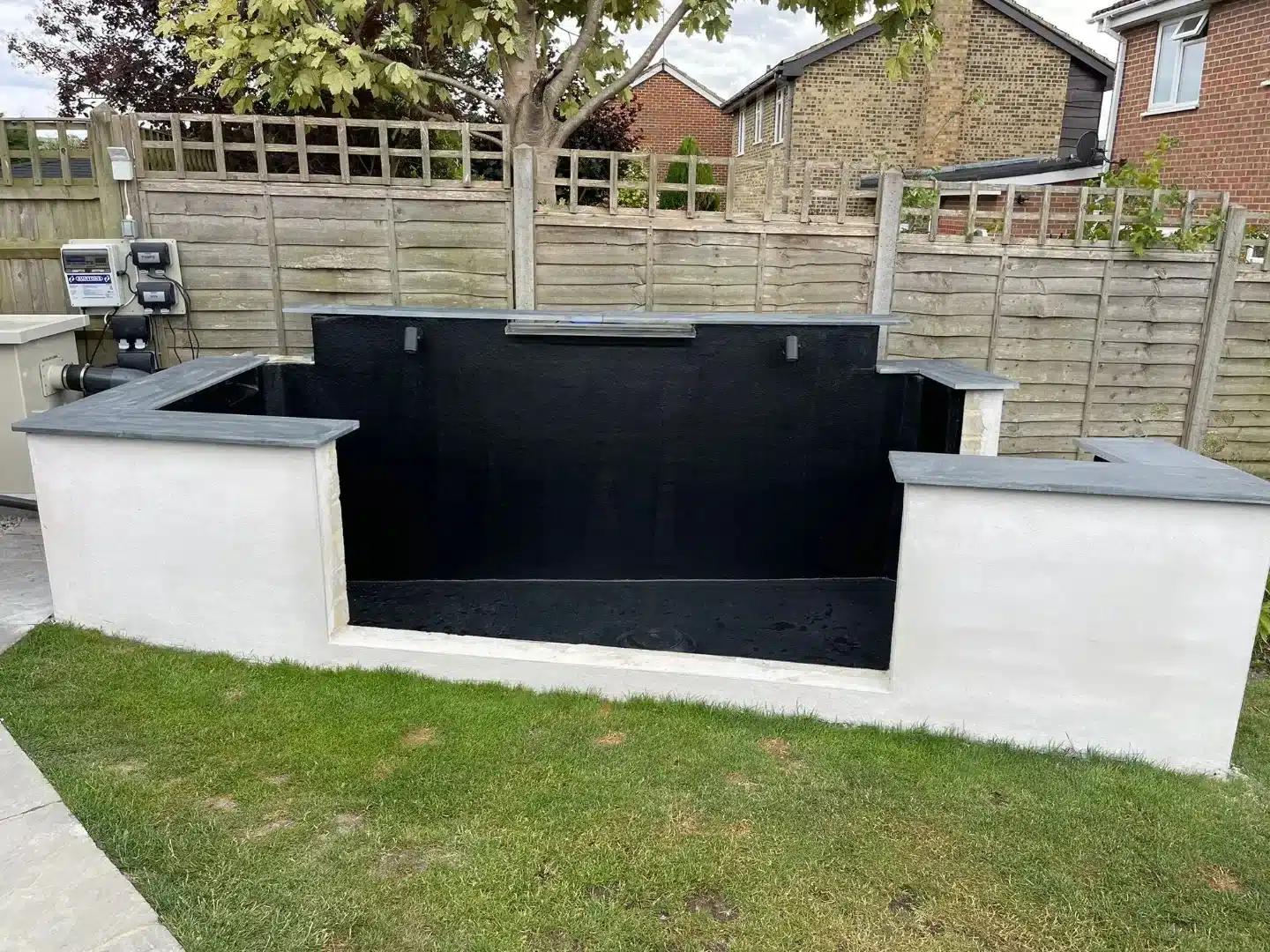 Bespoke fibreglass pond lining in Essex with smooth waterproof finish
