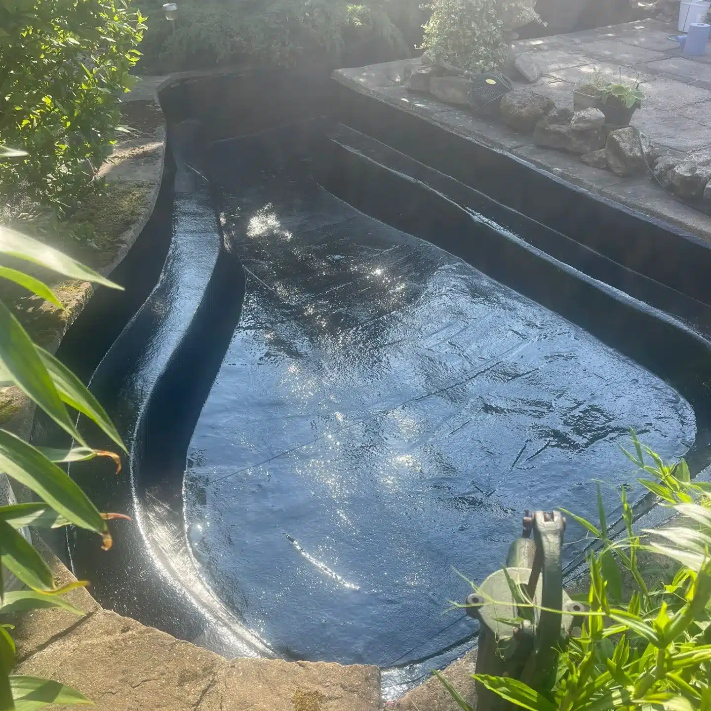 Bespoke Fibreglass Pond Finish in Surrey Bespoke fibreglass pond lining in Surrey with smooth waterproof finish