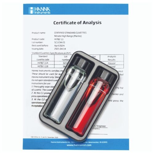 Hanna HI-782-11 certified nitrate calibration standards for marine checker validation