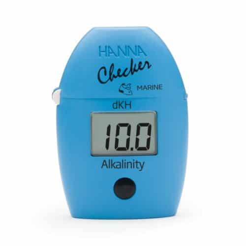 Hanna HI772 handheld digital alkalinity tester measuring dKH in reef aquariums
