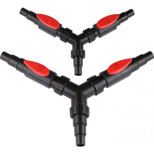 Aquaforte 3-way divider with dual ball valves for flexible pond hose systems