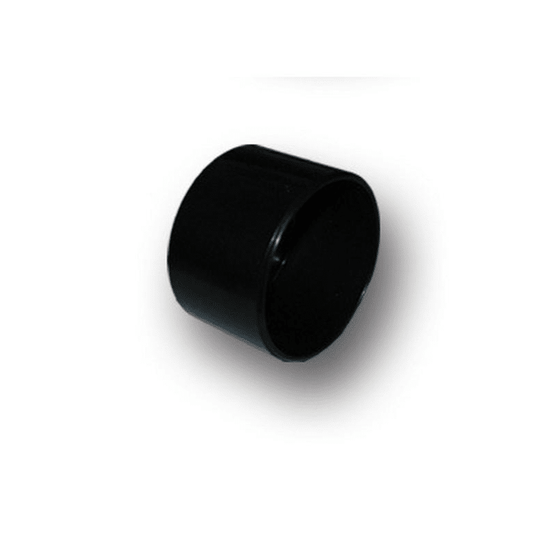 Black waste solvent weld end caps for pond filtration and drainage systems