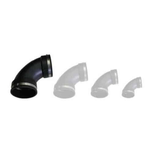 Flexible rubber 90 degree elbow connector for drainage and waste pipe systems