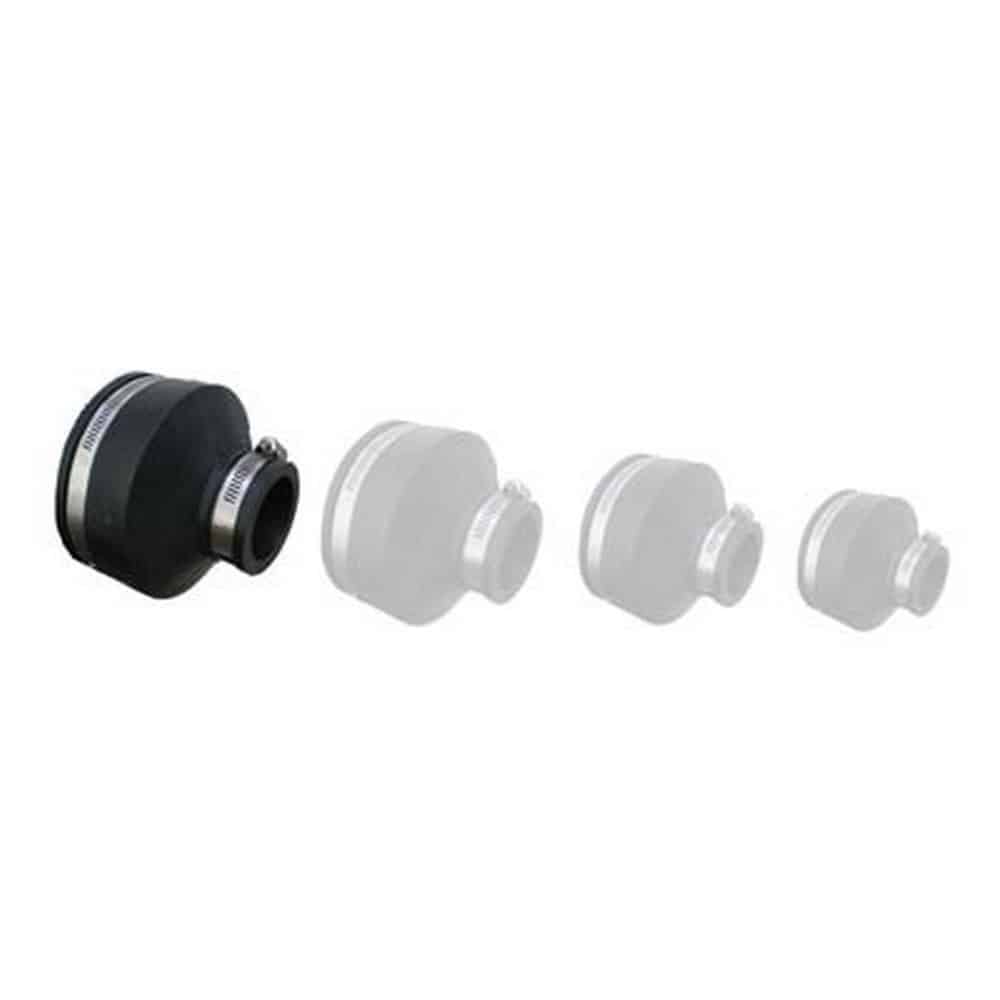 Flexible rubber pipe adaptors with stainless steel clamps for drainage and waste systems
