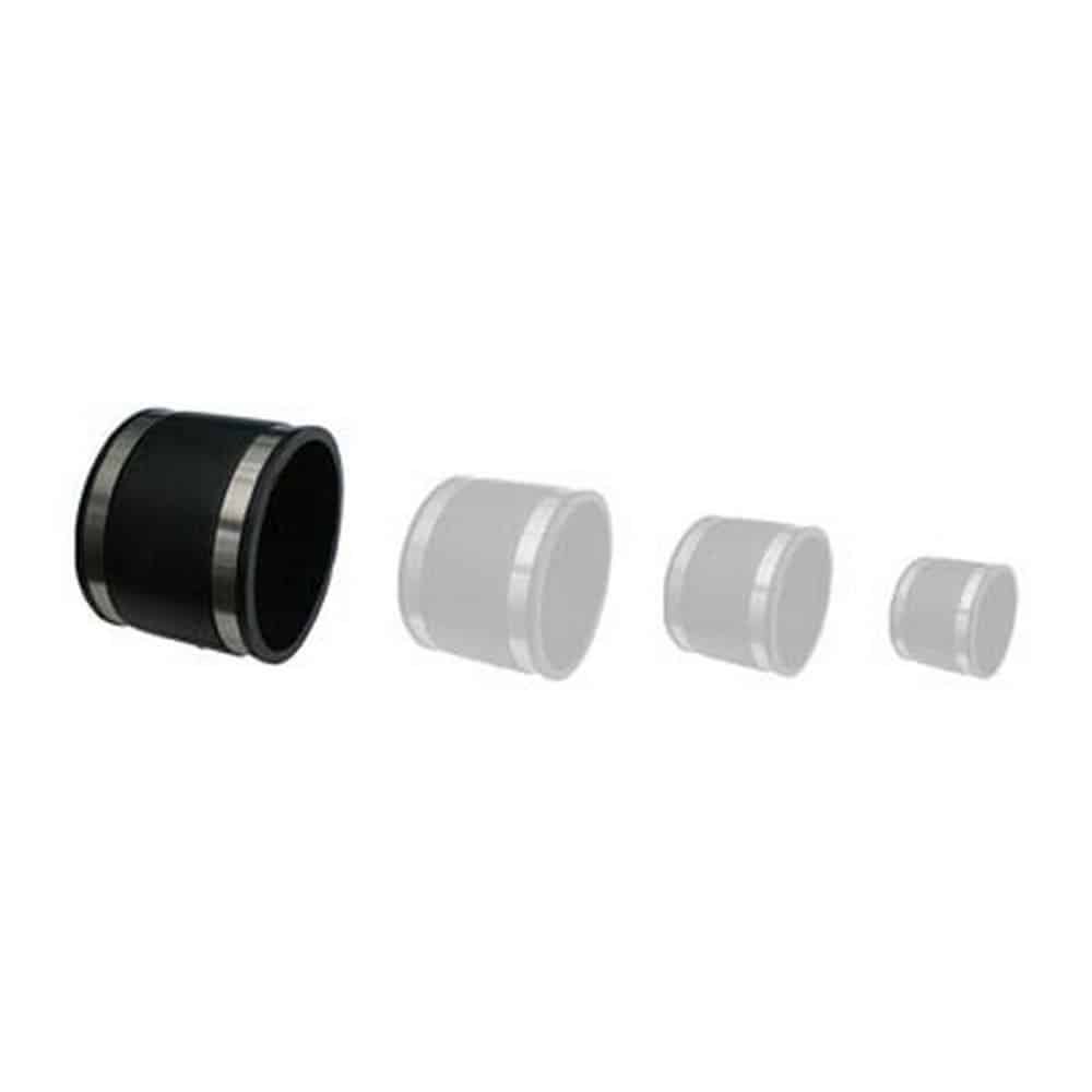 Flexible rubber straight pipe connector with stainless steel clamps for drainage systems
