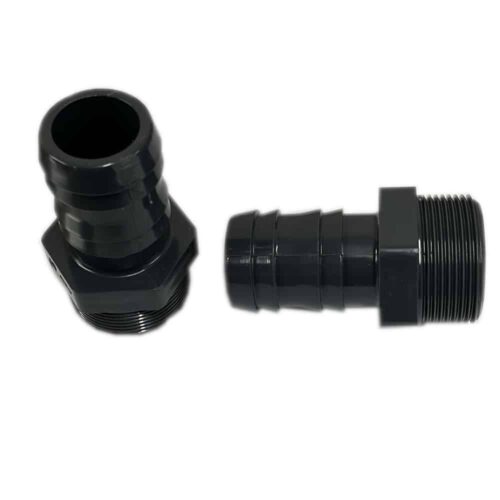 PVC threaded hosetail fitting for 1.5 inch flexible pond pipe systems