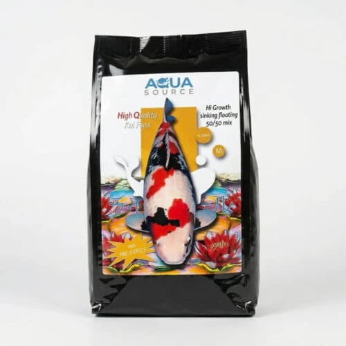Aqua Source Hi Growth Sinking Floating Koi Food with 50 50 pellet mix for rapid koi growth and healthy development