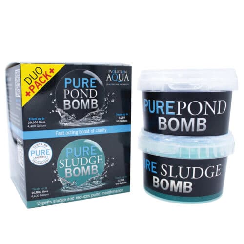 Evolution Aqua Pond Bomb and Sludge Bomb multi-pack bundles for koi pond treatment