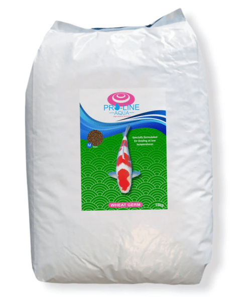 Pro Line Aqua Wheatgerm 15kg 3mm koi food for cold weather feeding, digestion support, and koi immune health