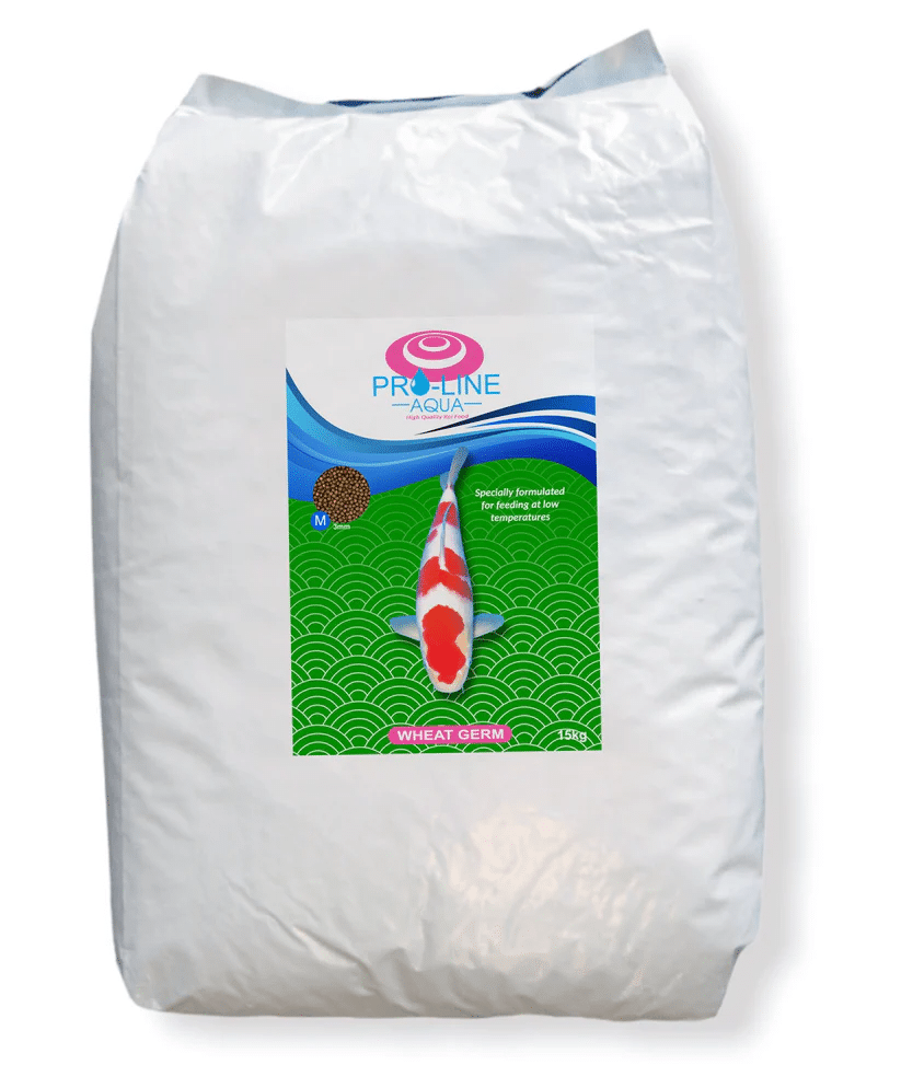 Pro Line Aqua Wheatgerm 15kg 3mm koi food for cold weather feeding, digestion support, and koi immune health