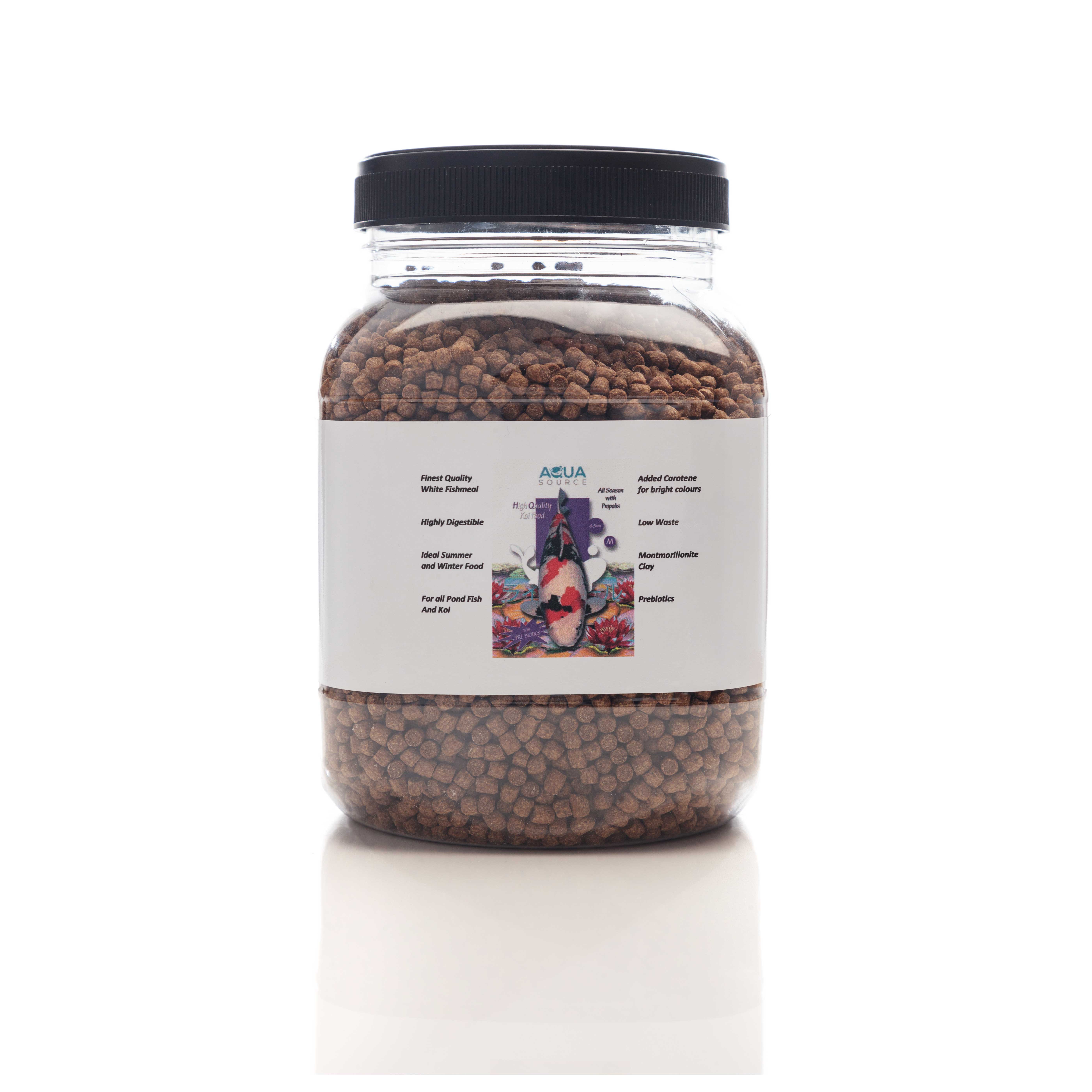 Aqua Source All Season with Bee Propolis koi food medium pellet for immune support, growth, and colour enhancement
