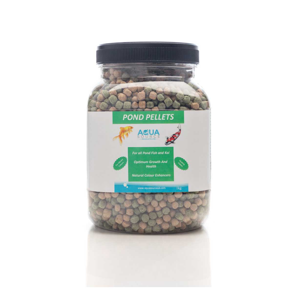 Aqua Source Value Pond Pellets 1kg floating food for koi, goldfish, and ornamental pond fish with spirulina and Vitamin C
