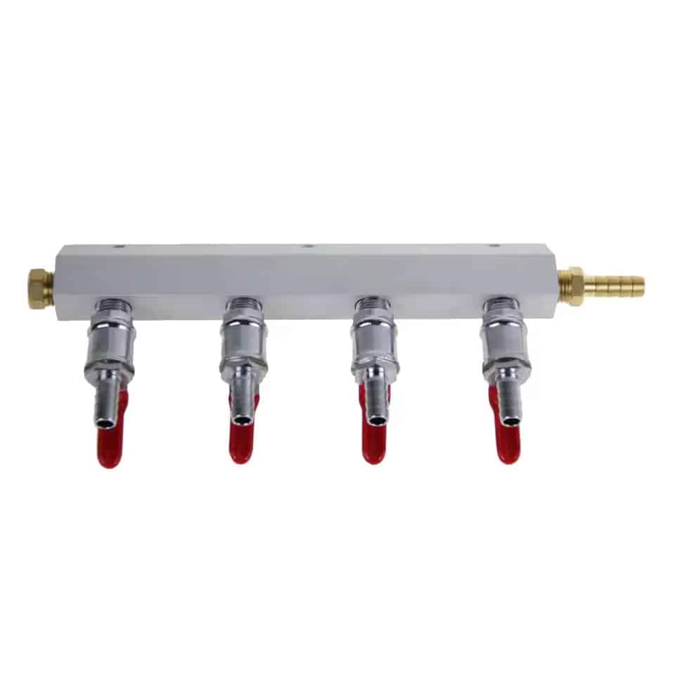 KegLand 4 way air line splitter manifold with check valve 8mm barb for pond and aquarium aeration systems
