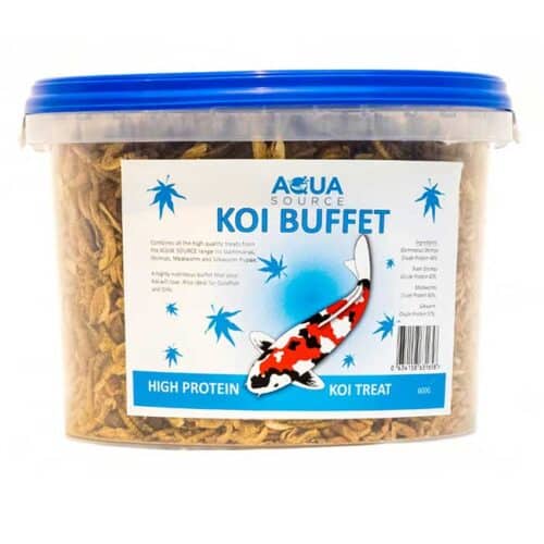 Koi Buffet 600g premium mixed fish treats for koi, goldfish, and orfe with high protein and vitamins