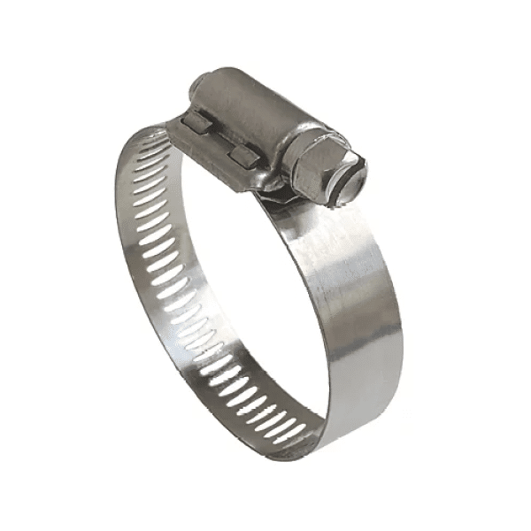 Stainless steel hose clips in multiple sizes from 10mm to 120mm for securing pond hose, airline and pipe fittings