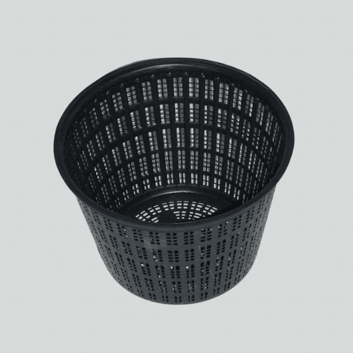 Finofil 1 Litre Round Aquatic Basket 14cm fine mesh pond plant basket made from 100% recycled plastic for aquatic soil small marginal plants and pond planting