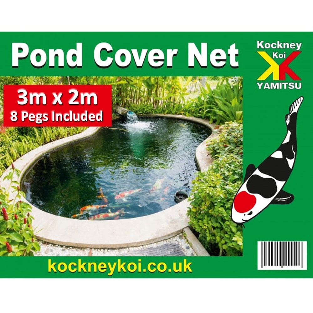 Kockney Koi Yamitsu black pond cover net fitted over a garden pond