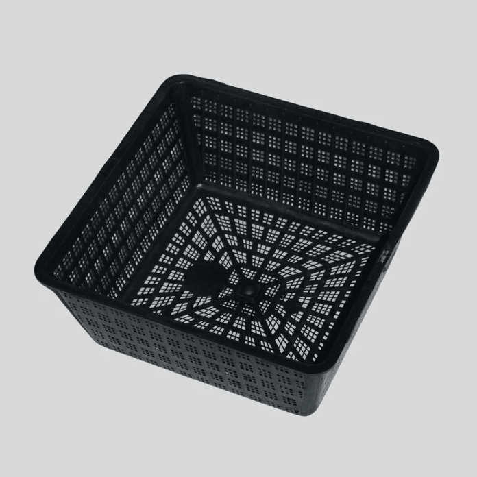 Finofil 2.5 Litre Square Aquatic Basket 20cm fine mesh pond plant basket made from 100% recycled plastic for aquatic soil small marginal plants and pond planting