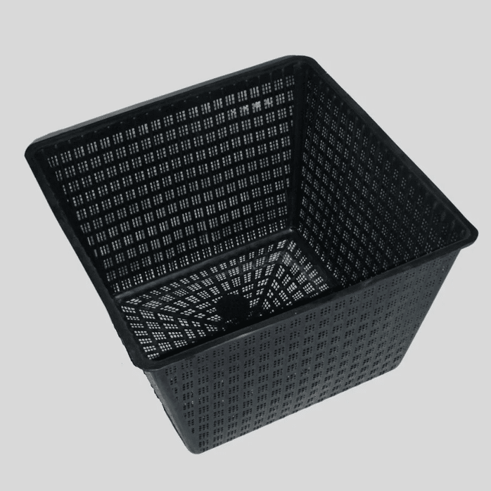 Finofil 30 Litre Square Aquatic Basket 40cm fine mesh pond plant basket made from 100% recycled plastic for aquatic soil mature marginal plants and pond planting