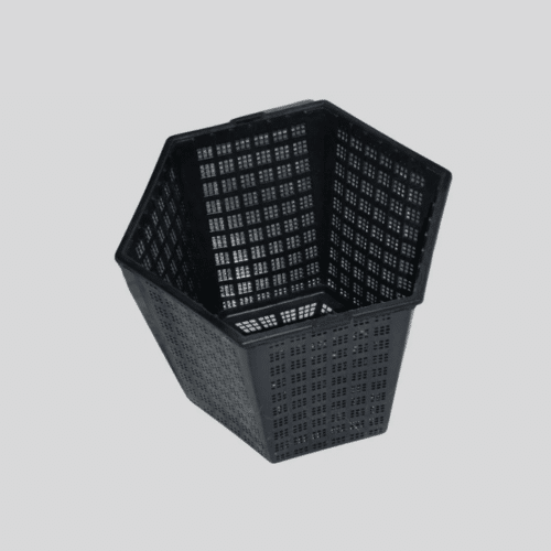 Finofil 3 Litre Hexagonal Aquatic Basket 18cm fine mesh pond plant basket made from 100% recycled plastic for aquatic soil marginal plants and pond planting