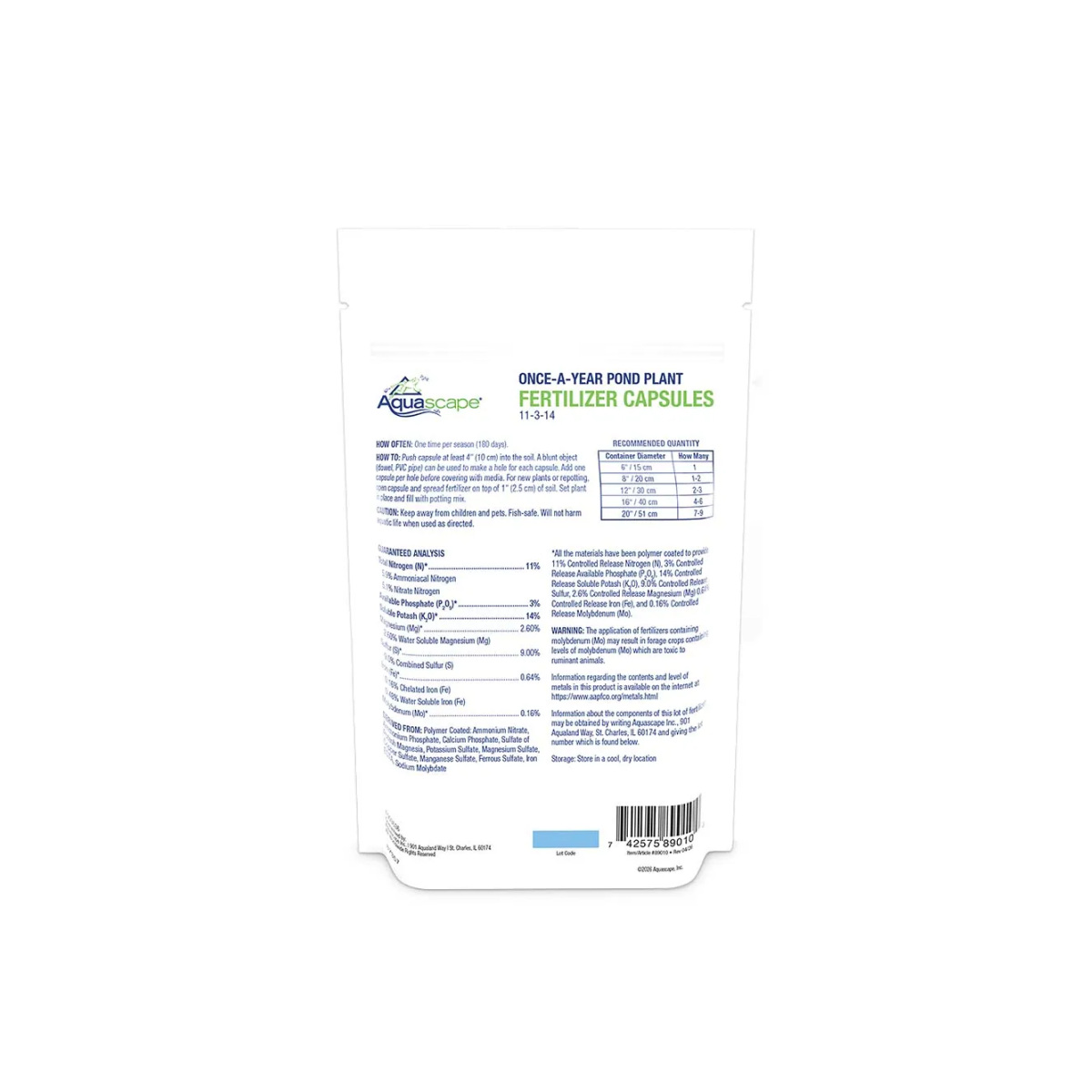 Aquascape Once-A-Year Pond Plant Fertilizer Capsules Pack of 6 - genuine Aquascape product